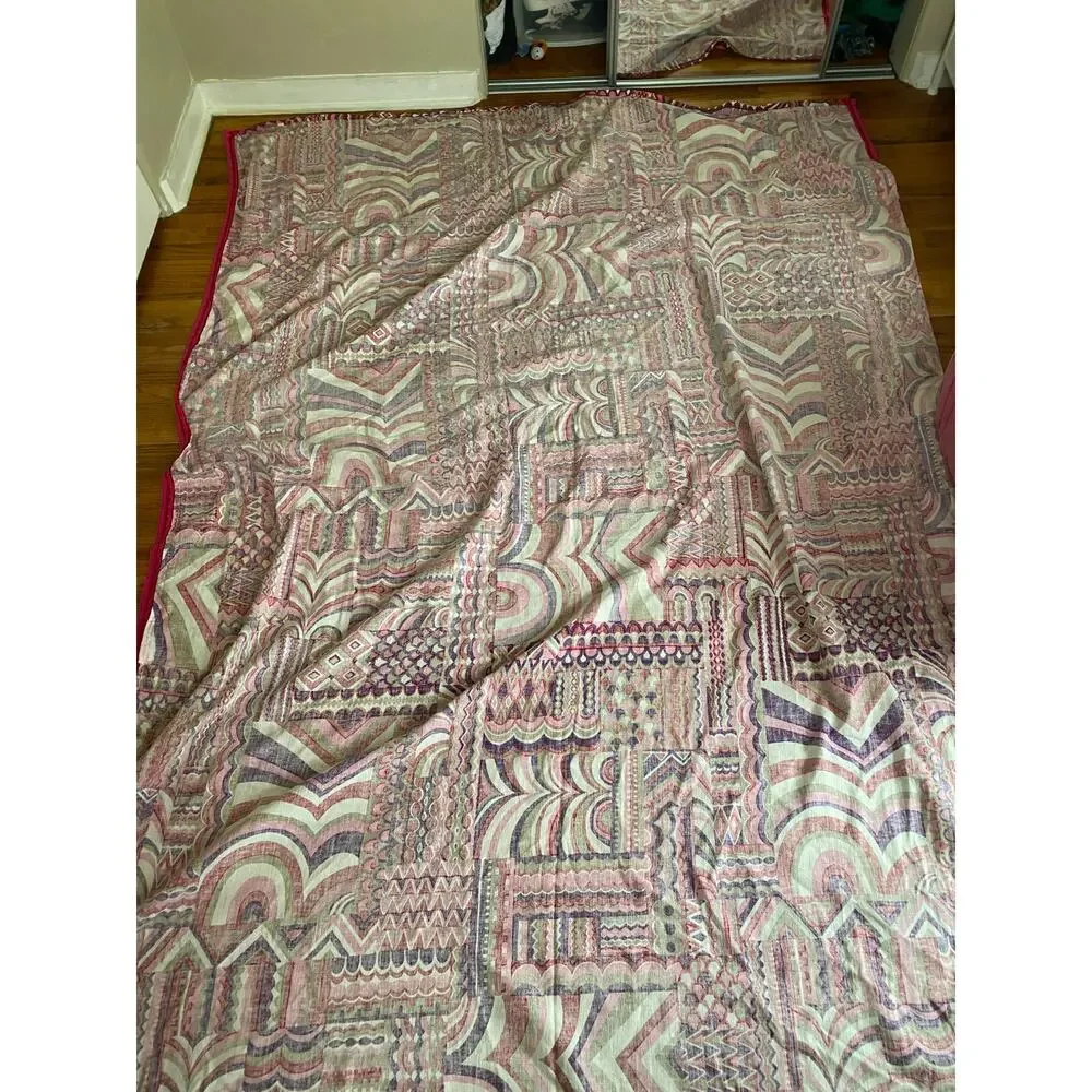 Vintage Gorgeous Bates Colorful Twin Bedspread Mod MCM Boho USA 6’ x8.79 ‘